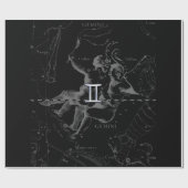 Chrome Style Gemini Zodiac-Zeichen auf Hevelius Geschenkpapier (Flach)