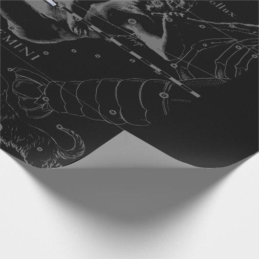 Chrome Style Gemini Zodiac-Zeichen auf Hevelius Geschenkpapier (Ecke)