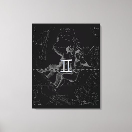 Chrome Style Gemini Zodiac-Zeichen auf Hevelius Leinwanddruck (Vorderseite)
