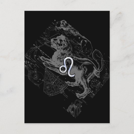 Chrome Style Leo Zodiac Karte Hevelius 1690 (Vorderseite)