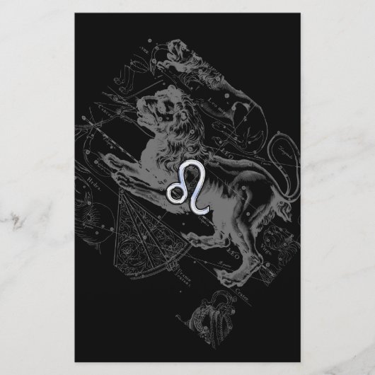 Chrome Style Leo Zodiac Karte Hevelius 1690 (Vorderseite)