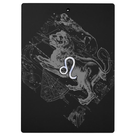 Chrome Style Leo Zodiac Map Hevelius 1690 Klemmbrett (Rückseite)