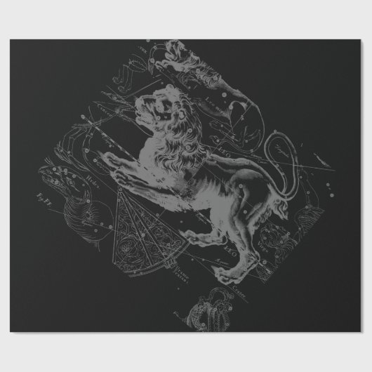 Chrome Style Leo Zodiac Sign auf Hevelius Geschenkpapier (Flach)