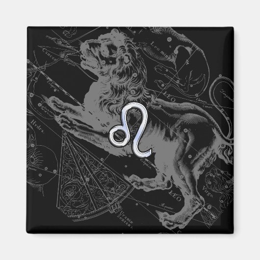 Chrome Style Leo Zodiac Sign auf Hevelius Magnet (Vorne)