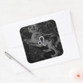 Chrome Style Leo Zodiac Sign auf Hevelius Quadratischer Aufkleber (Umschlag)