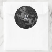 Chrome Style Leo Zodiac Sign auf Hevelius Runder Aufkleber (Tasche)