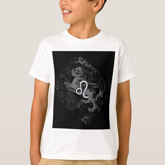 Chrome Style Leo Zodiac Sign auf Hevelius T-Shirt (Vorderseite)
