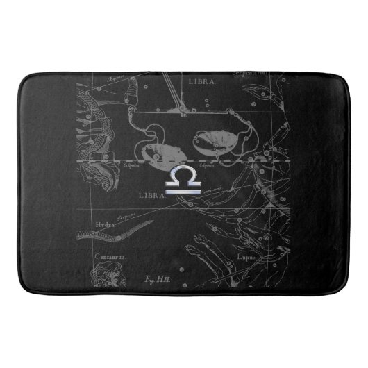 Chrome Style Libra Zodiac-Zeichen auf Hevelius Badematte (Vorderseite)