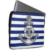 Chrome Style Lifesaver auf Blue Stripes Laptopschutzhülle (Vorne Rechts)