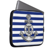 Chrome Style Lifesaver auf Blue Stripes Laptopschutzhülle (Vorne Rechts)