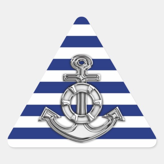 Chrome Style Lifesaver auf nautischen Streifen Dreieckiger Aufkleber (Vorderseite)