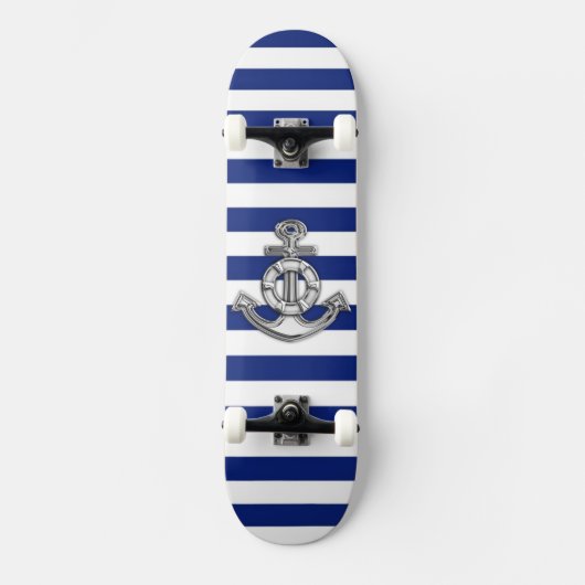 Chrome Style Lifesaver auf nautischen Streifen Skateboard (Vorderseite)