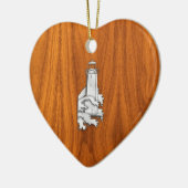 Chrome Style Lighthouse auf Teak Wood Deco Keramik Ornament (Links)