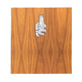 Chrome Style Lighthouse auf Teak Wood Deco Notizblock (Vorderseite)