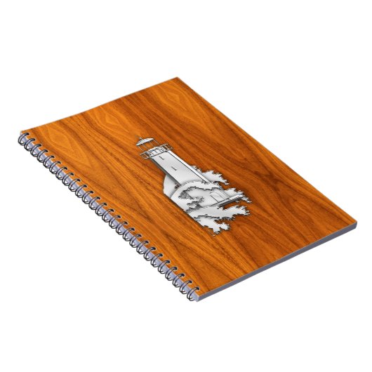 Chrome Style Lighthouse auf Teak Wood Deco Notizblock (Rechte Seite)