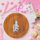 Chrome Style Lighthouse auf Teak Wood Deco Pappteller (Party)