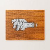 Chrome Style Lighthouse auf Teak Wood Deco Puzzle (Horizontal)