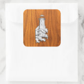 Chrome Style Lighthouse auf Teak Wood Deco Quadratischer Aufkleber (Tasche)