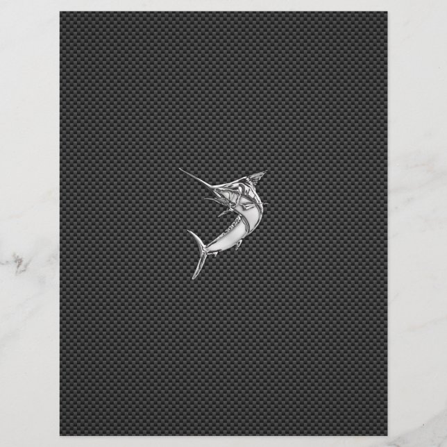 Chrome Style Marlin auf Carbon Fibre (Vorderseite)