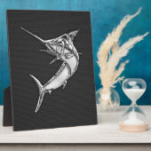 Chrome Style Marlin auf Carbon Fibre Fotoplatte (Seite)