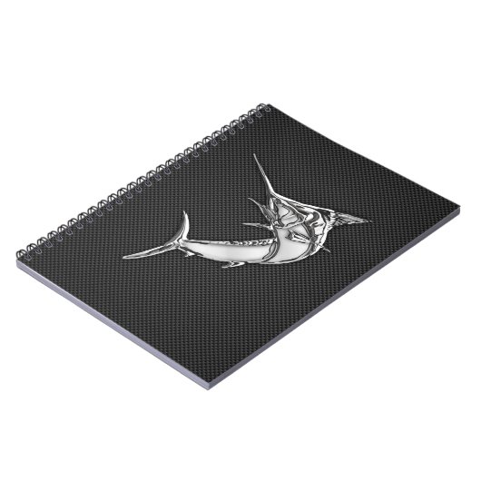 Chrome Style Marlin auf Carbon Fibre Notizblock (Linke Seite)