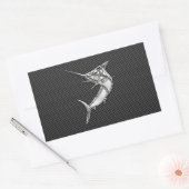 Chrome Style Marlin auf Carbon Fibre Rechteckiger Aufkleber (Umschlag)