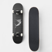 Chrome Style Marlin auf Carbon Fibre Skateboard (Vorne)
