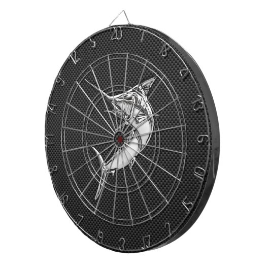 Chrome Style Marlin on Carbon Fiber Dartscheibe (Vorderseite rechts)