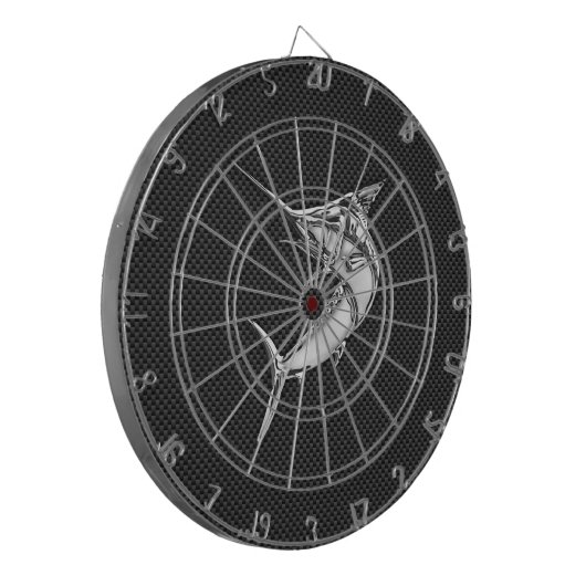 Chrome Style Marlin on Carbon Fiber Dartscheibe (Vorderseite Links)