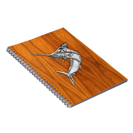 Chrome Style Marlin on Teak Wood Decor Notizblock (Rechte Seite)