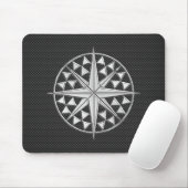 Chrome Style Nautical Compass Star auf Carbon Fibr Mousepad (Mit Mouse)