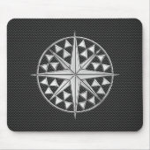 Chrome Style Nautical Compass Star auf Carbon Fibr Mousepad (Vorne)