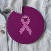 Chrome Style Pink Ribbon Awareness Carbon Fibre Button (Beispiel)