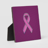 Chrome Style Pink Ribbon Awareness Carbon Fibre Fotoplatte (Vorderseite)