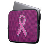 Chrome Style Pink Ribbon Awareness Carbon Fibre Laptopschutzhülle (Vorderseite Links)
