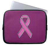 Chrome Style Pink Ribbon Awareness Carbon Fibre Laptopschutzhülle (Vorderseite)