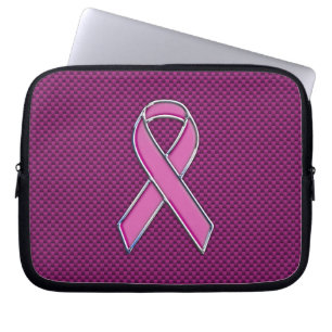 Chrome Style Pink Ribbon Awareness Carbon Fibre Laptopschutzhülle