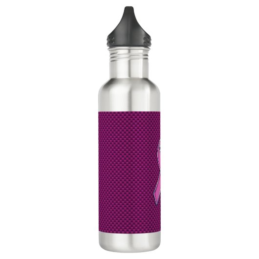 Chrome Style Pink Ribbon Awareness Carbon Fibre Trinkflasche (Links)