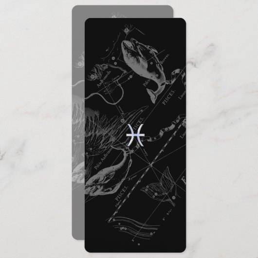 Chrome Style Pisces Zodiac Symbol auf Hevelius (Vorne/Hinten)