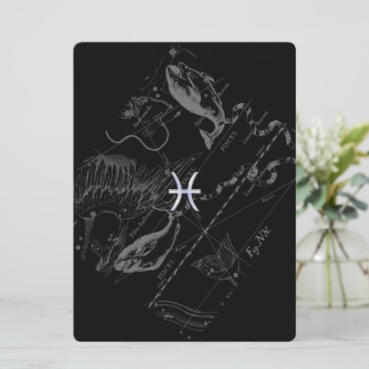 Chrome Style Pisces Zodiac Symbol auf Hevelius (Stehend Vorderseite)