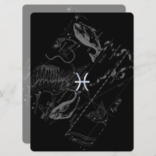 Chrome Style Pisces Zodiac Symbol auf Hevelius (Vorne/Hinten)