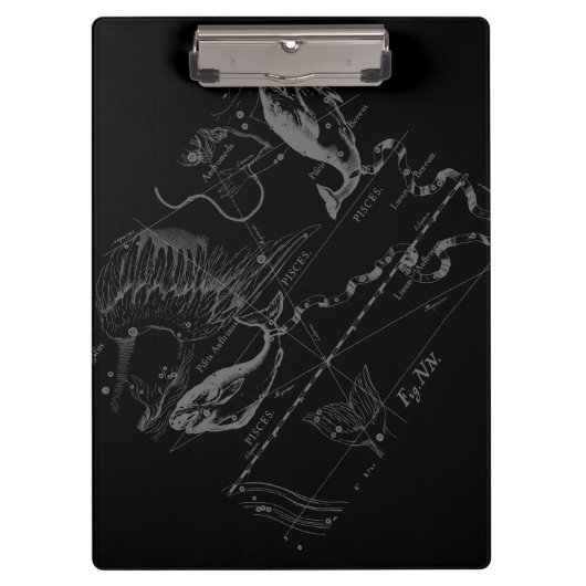 Chrome Style Pisces Zodiac Symbol auf Hevelius Klemmbrett (Vorderseite)