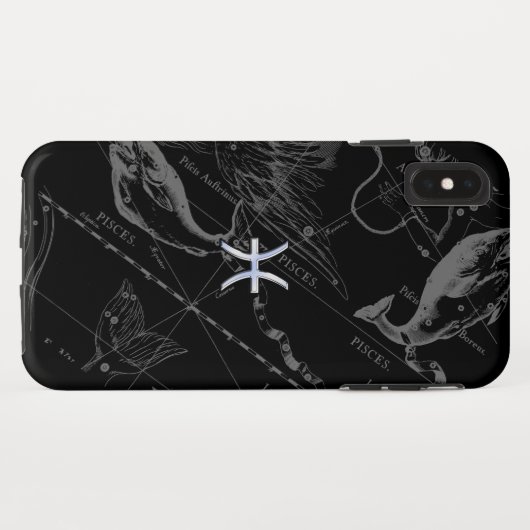 Chrome Style Pisces Zodiac-Zeichen auf Hevelius Case-Mate iPhone Hülle (Rückseite (Horizontal))