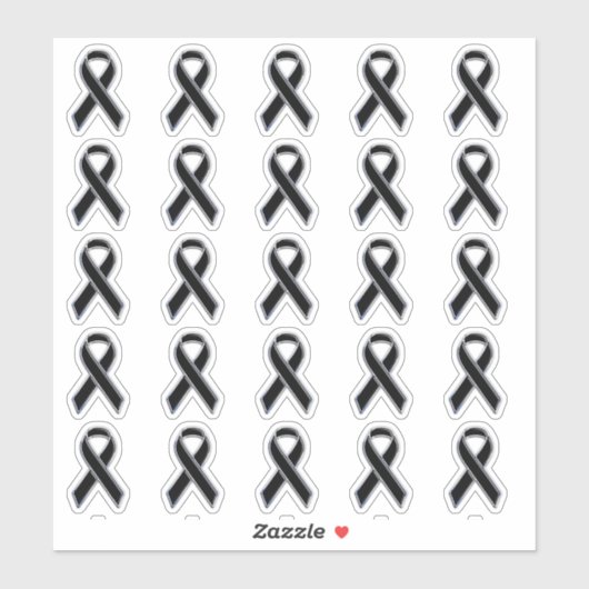 Chrome Style Print Black Ribbon Awareness Aufkleber (Blatt)