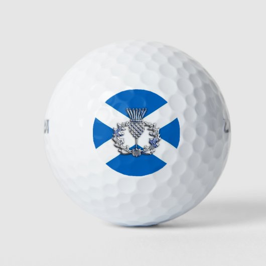 Chrome Style Print Scottish Thistle on Flag Golfball (Vorderseite)