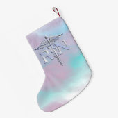 Chrome Style RN Caduceus Medical Mother Pearl Look Kleiner Weihnachtsstrumpf (Rückseite (Hängend))