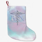 Chrome Style RN Caduceus Medical Mother Pearl Look Kleiner Weihnachtsstrumpf (Vorderseite)