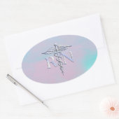 Chrome Style RN Caduceus Medical Mother Pearl Look Ovaler Aufkleber (Umschlag)