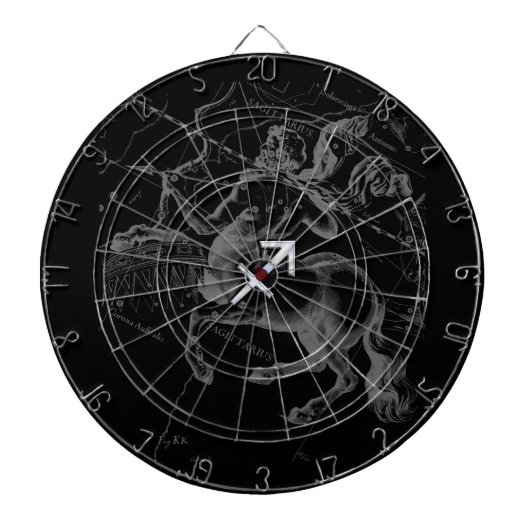 Chrome Style Sagittarius Zodiac-Zeichen auf Heveli Dartscheibe (vorne)