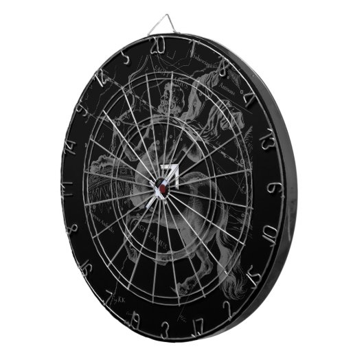 Chrome Style Sagittarius Zodiac-Zeichen auf Heveli Dartscheibe (Vorderseite rechts)